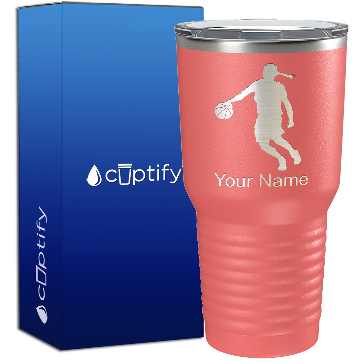 Personalized Basketball Girl Player Silhouette on 30oz Tumbler