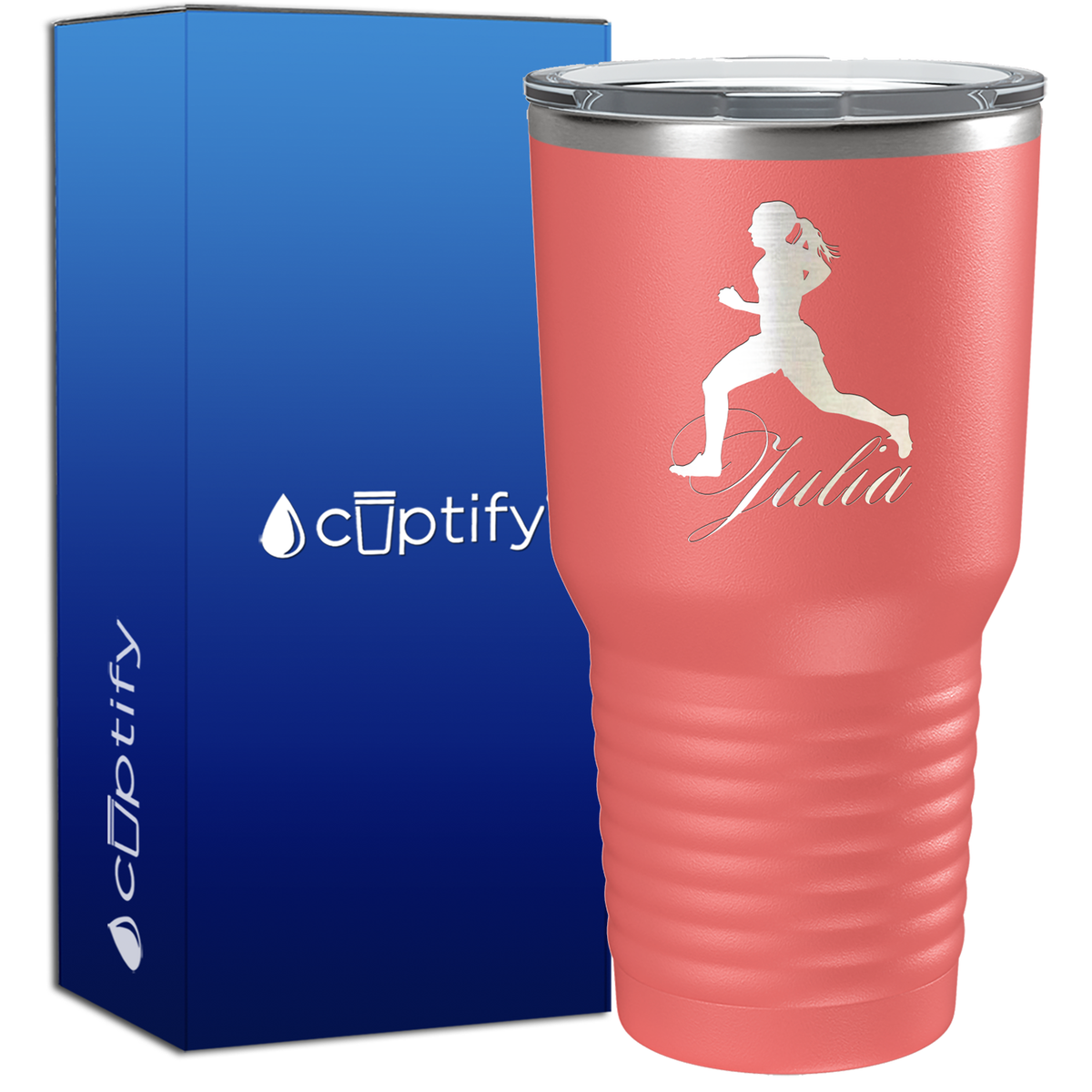 Personalized Running Women Silhouette 30oz Cross Country Tumbler