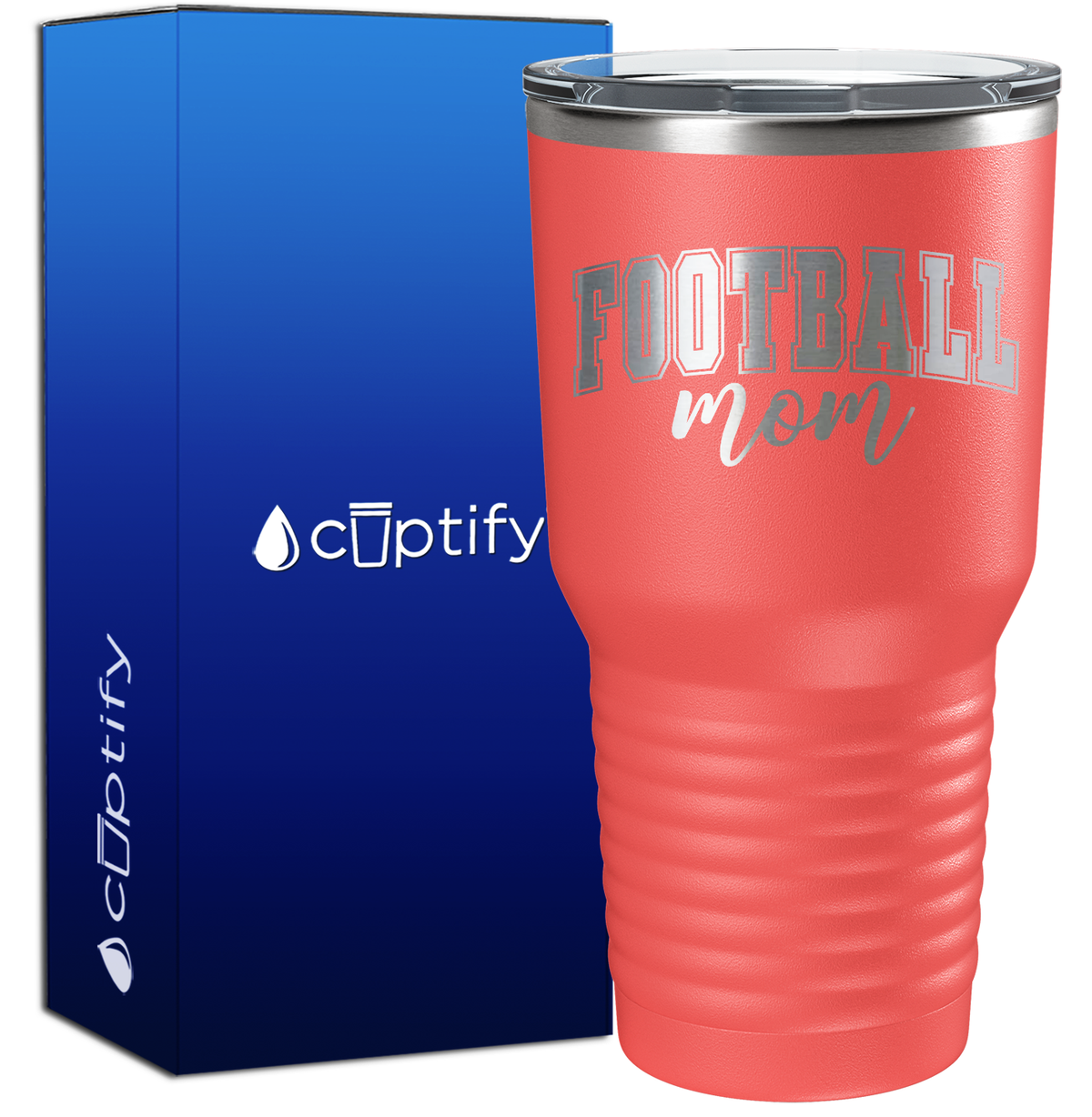 Football Mom Arched 30oz Football Tumbler