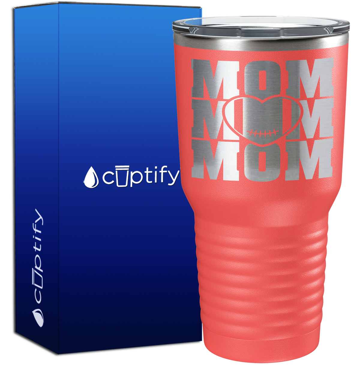 Mom Mom Mom Football 30oz Football Tumbler