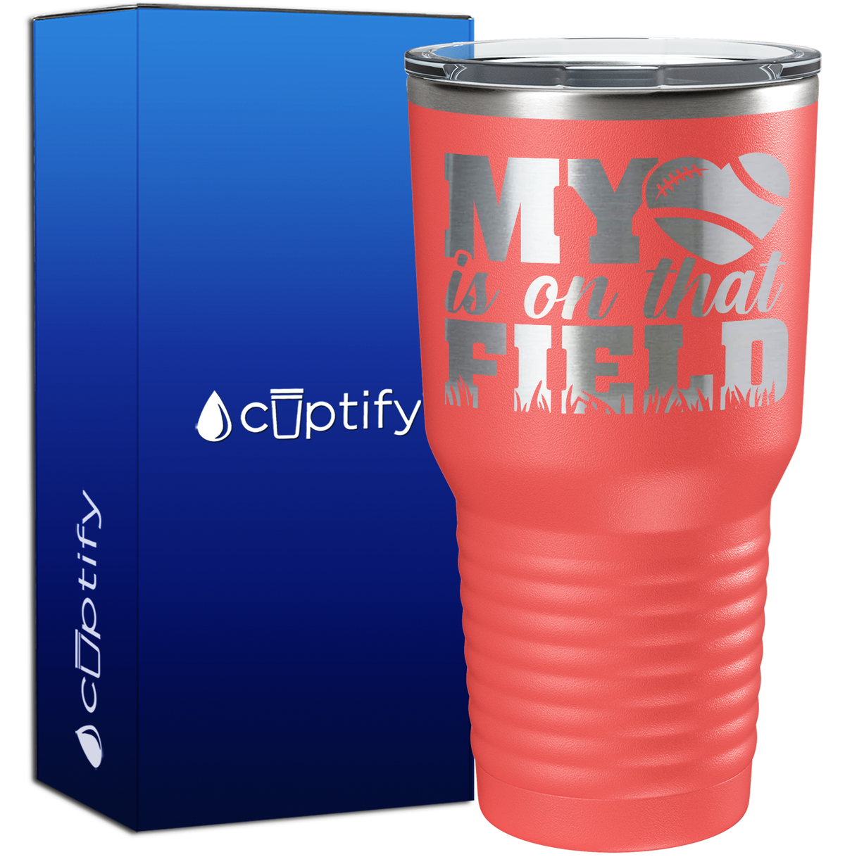 My Heart is on That Field Football 30oz Football Tumbler