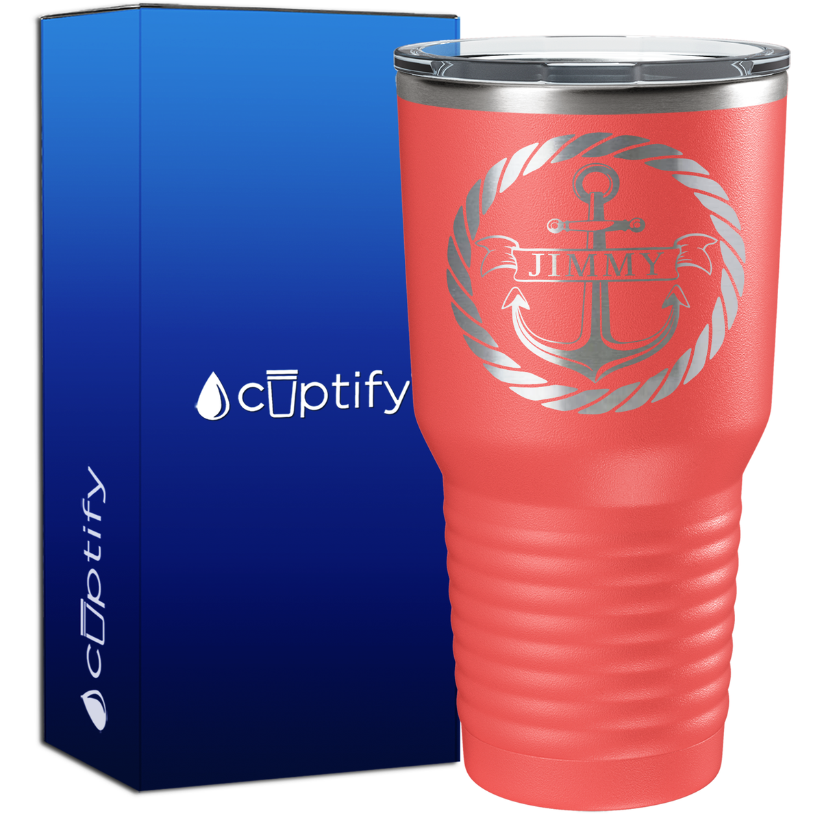 Personalized Anchor in Rope Circle 30oz Anchor Tumbler