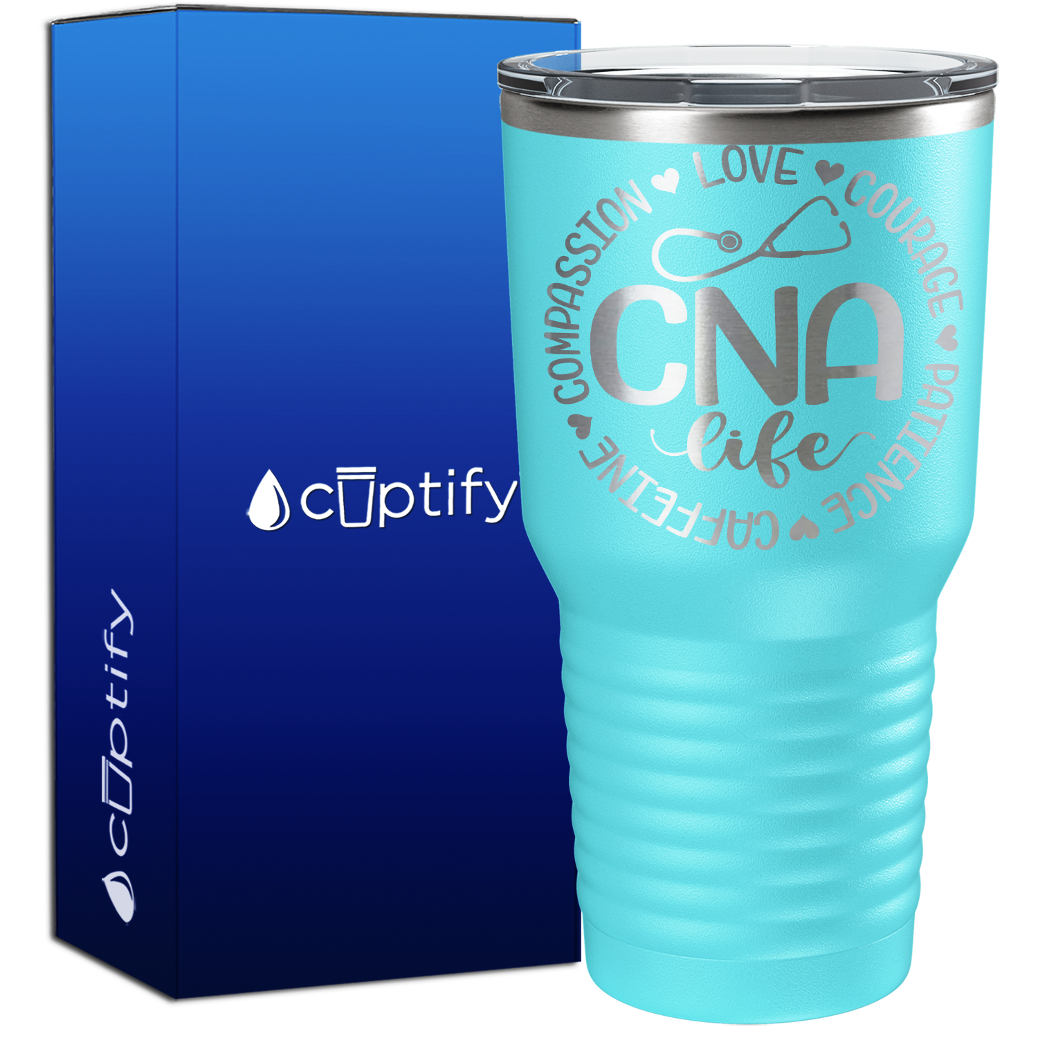 CNA Life - Compassion, Love, Courage, Patience, Caffeine 30oz Nurse Tumbler