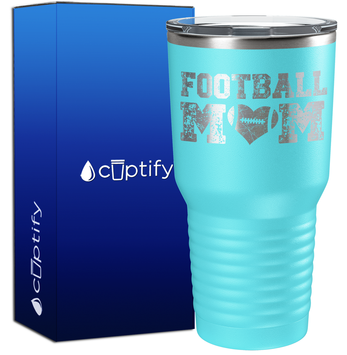 Football Mom Distressed 30oz Football Tumbler