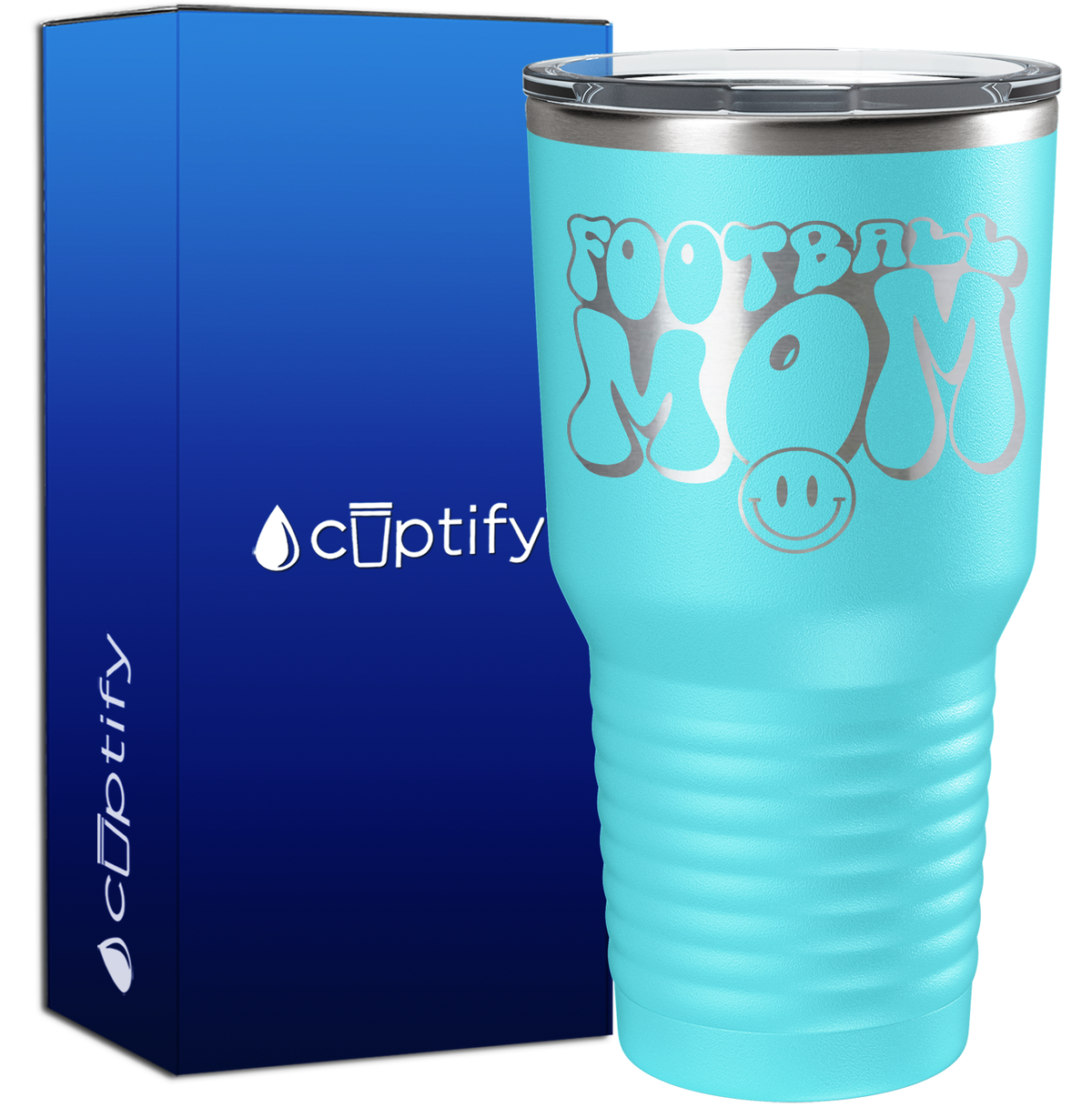 Football Mom Smiley 30oz Football Tumbler