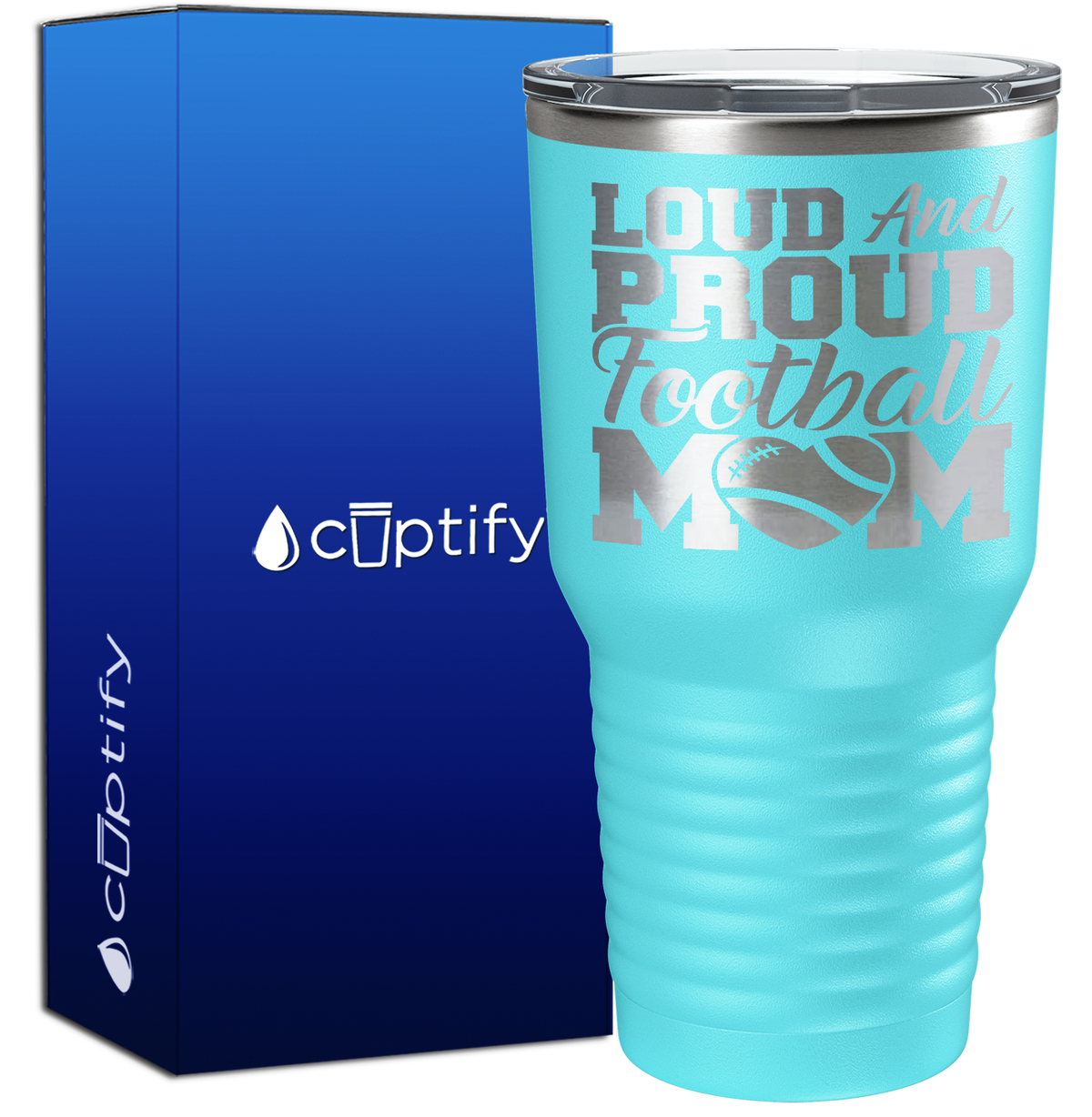 Loud and Proud Football Mom Heart 30oz Football Tumbler
