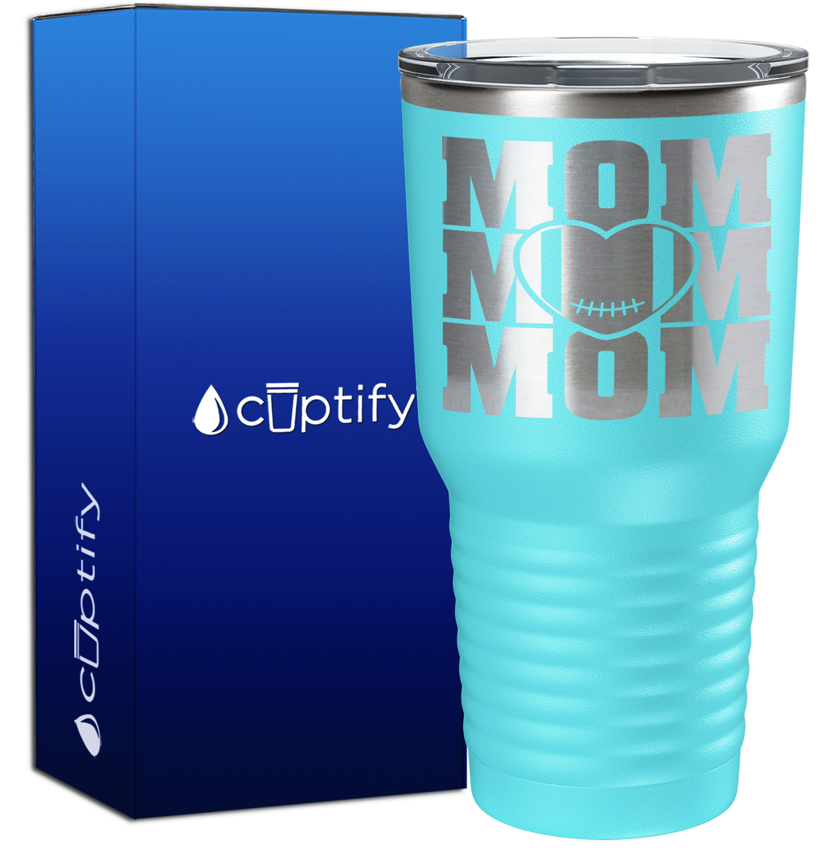 Mom Mom Mom Football 30oz Football Tumbler