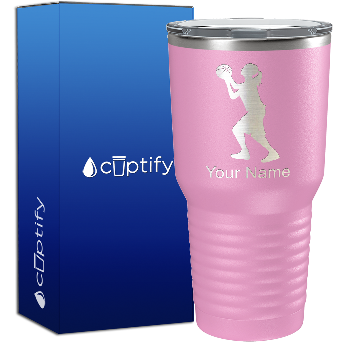 Personalized Girl Shooting Basketball on 30oz Tumbler