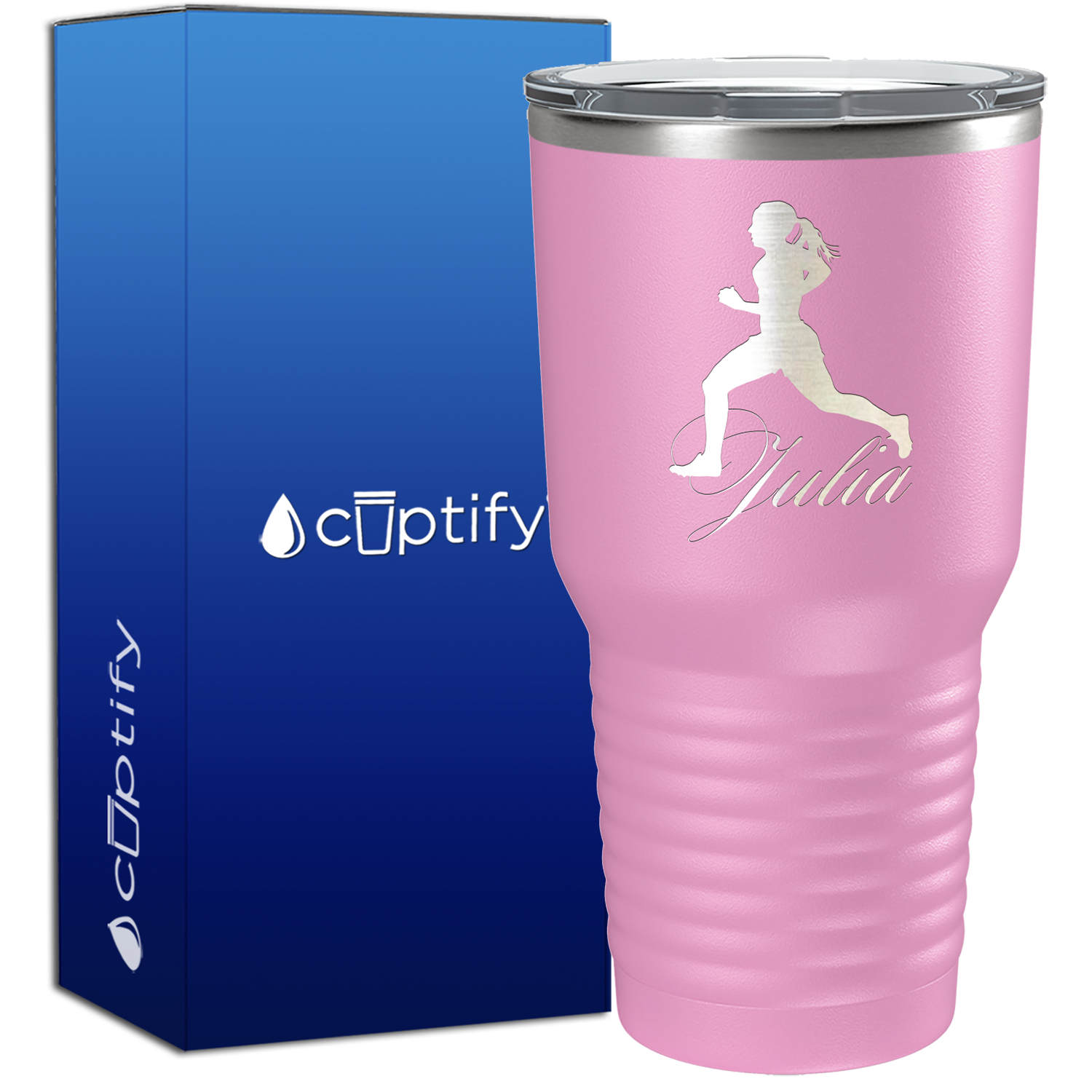 Personalized Running Women Silhouette 30oz Cross Country Tumbler