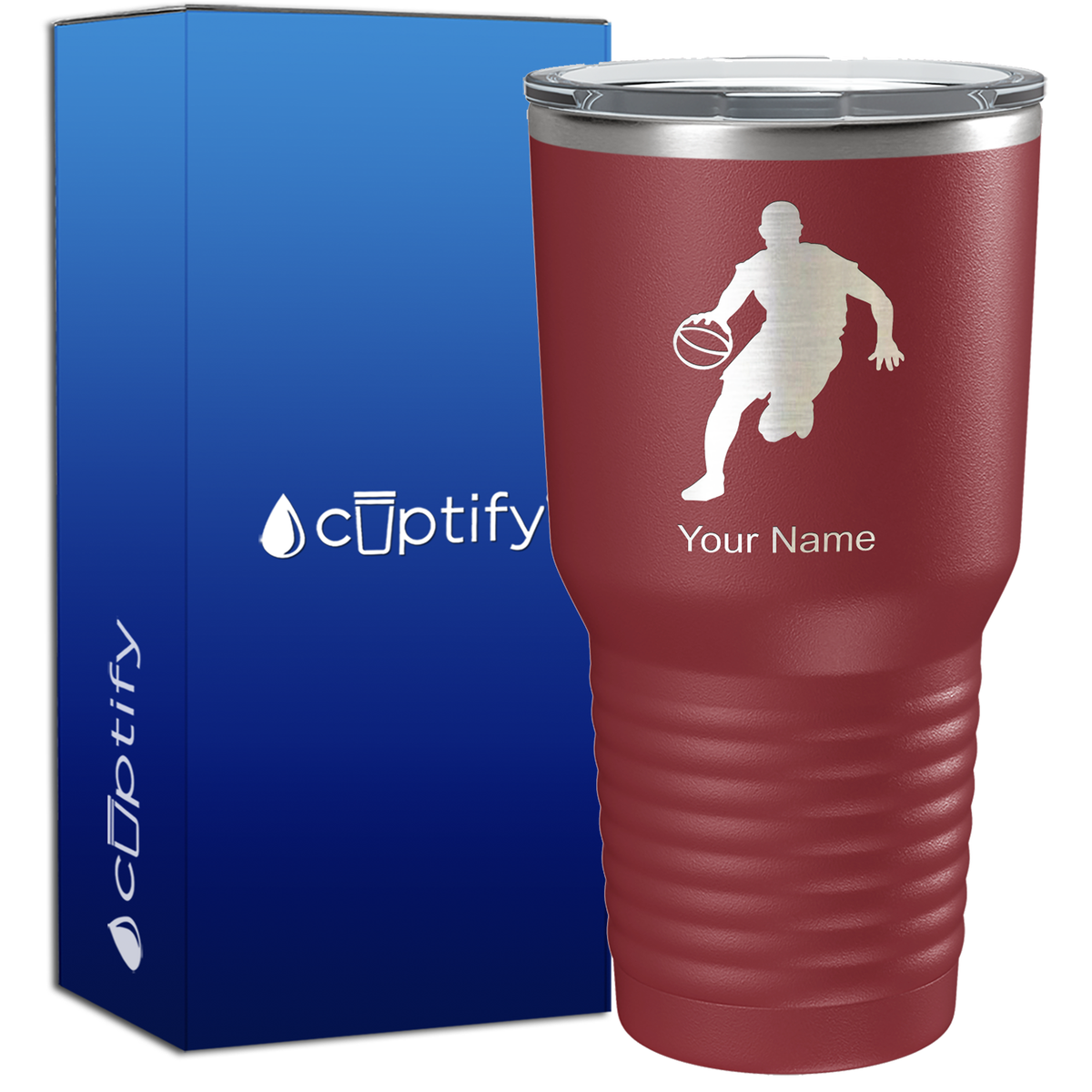 Personalized Basketball Player Silhouette on 30oz Tumbler