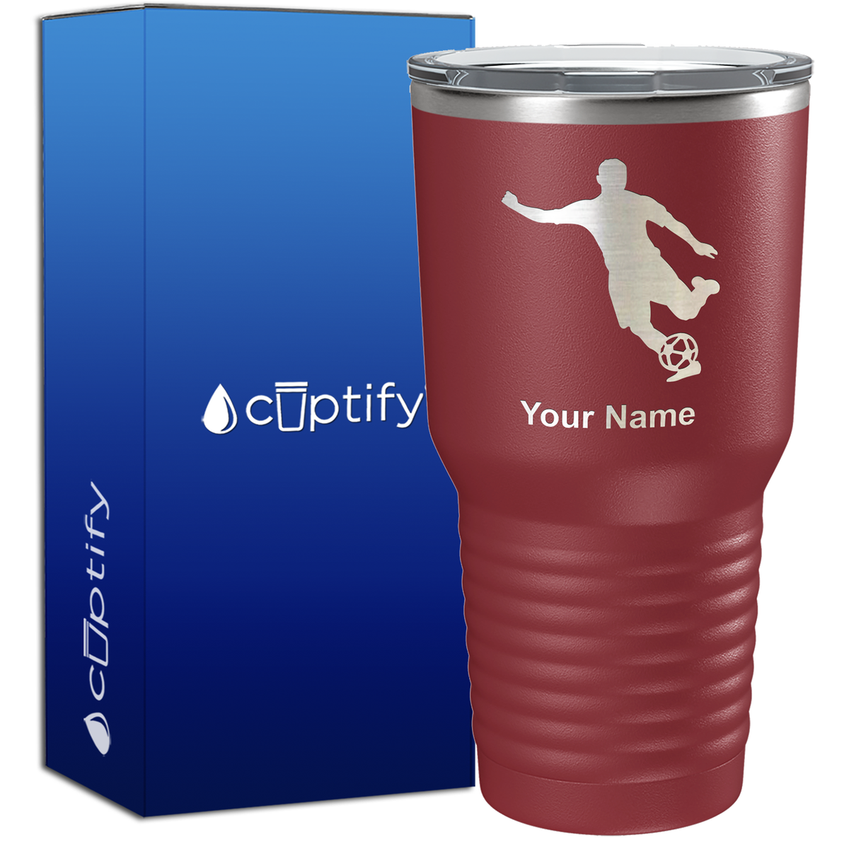 Personalized Soccer Player Silhouette 30oz Soccer Tumbler