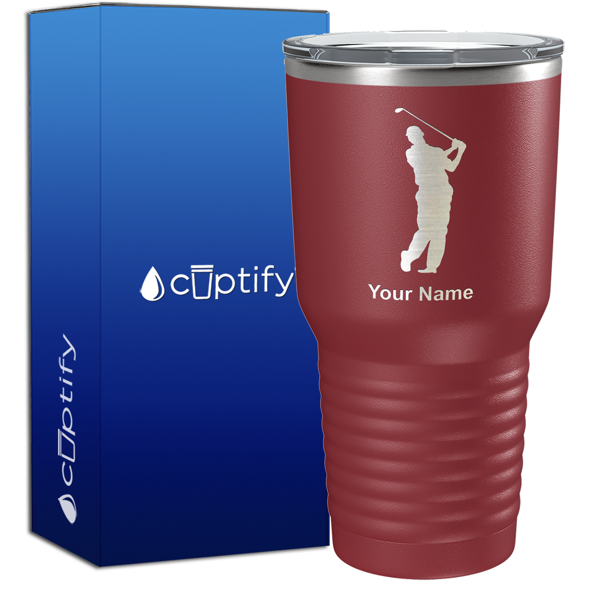 Personalized Golf Player Silhouette 30oz Golf Tumbler