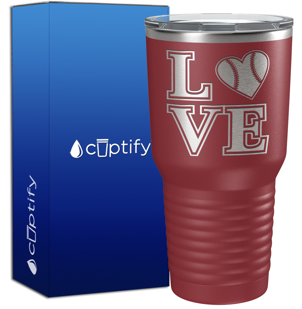BaseBall Heart Love 30oz Baseball Tumbler