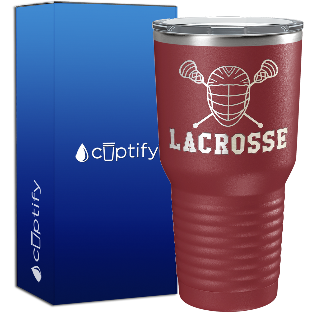 Lacrosse Mask and Sticks 30oz Lacrosse Tumbler