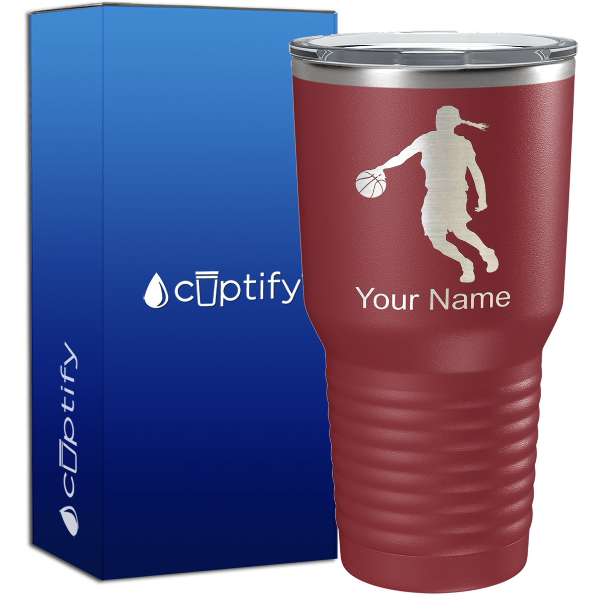 Personalized Basketball Girl Player Silhouette on 30oz Tumbler