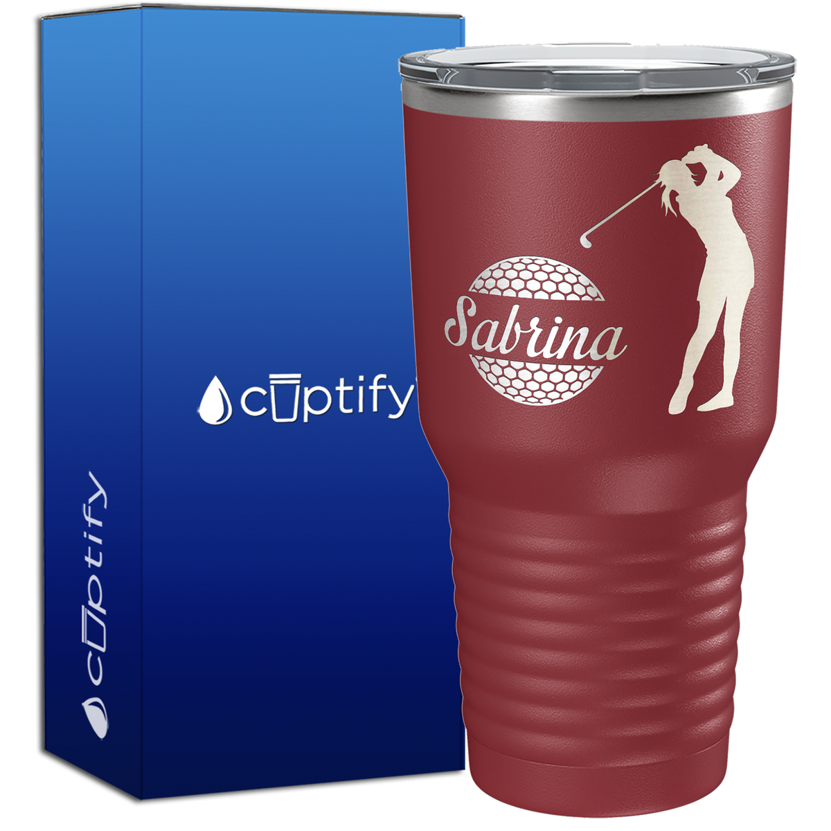 Personalized Female Golfer 30oz Golf Tumbler