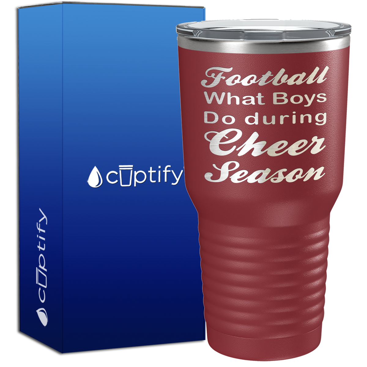 Football What Boys Do During Cheer Season 30oz Cheer Tumbler