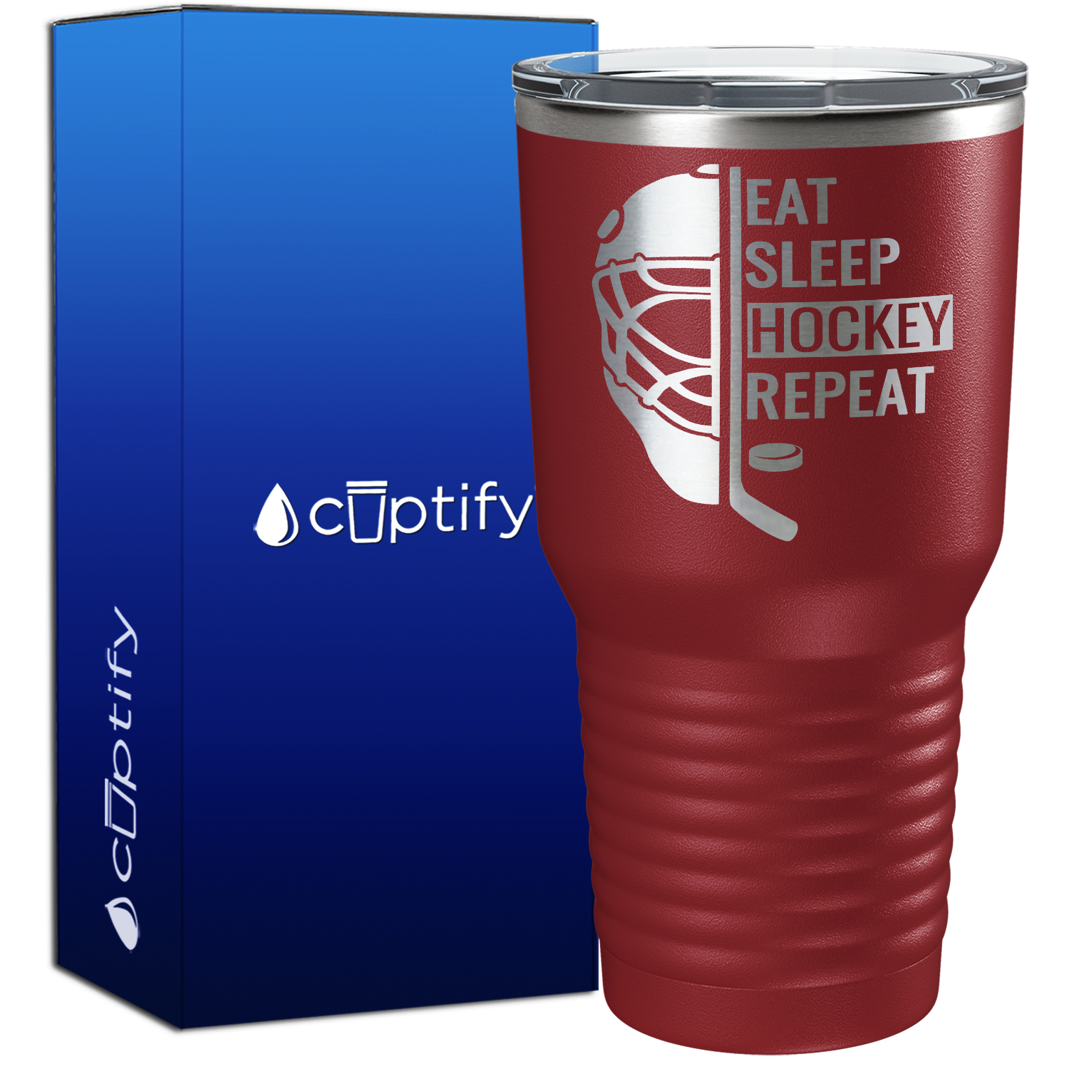 Eat. Sleep. Hockey. Repeat. Helmet 30oz Hockey Tumbler