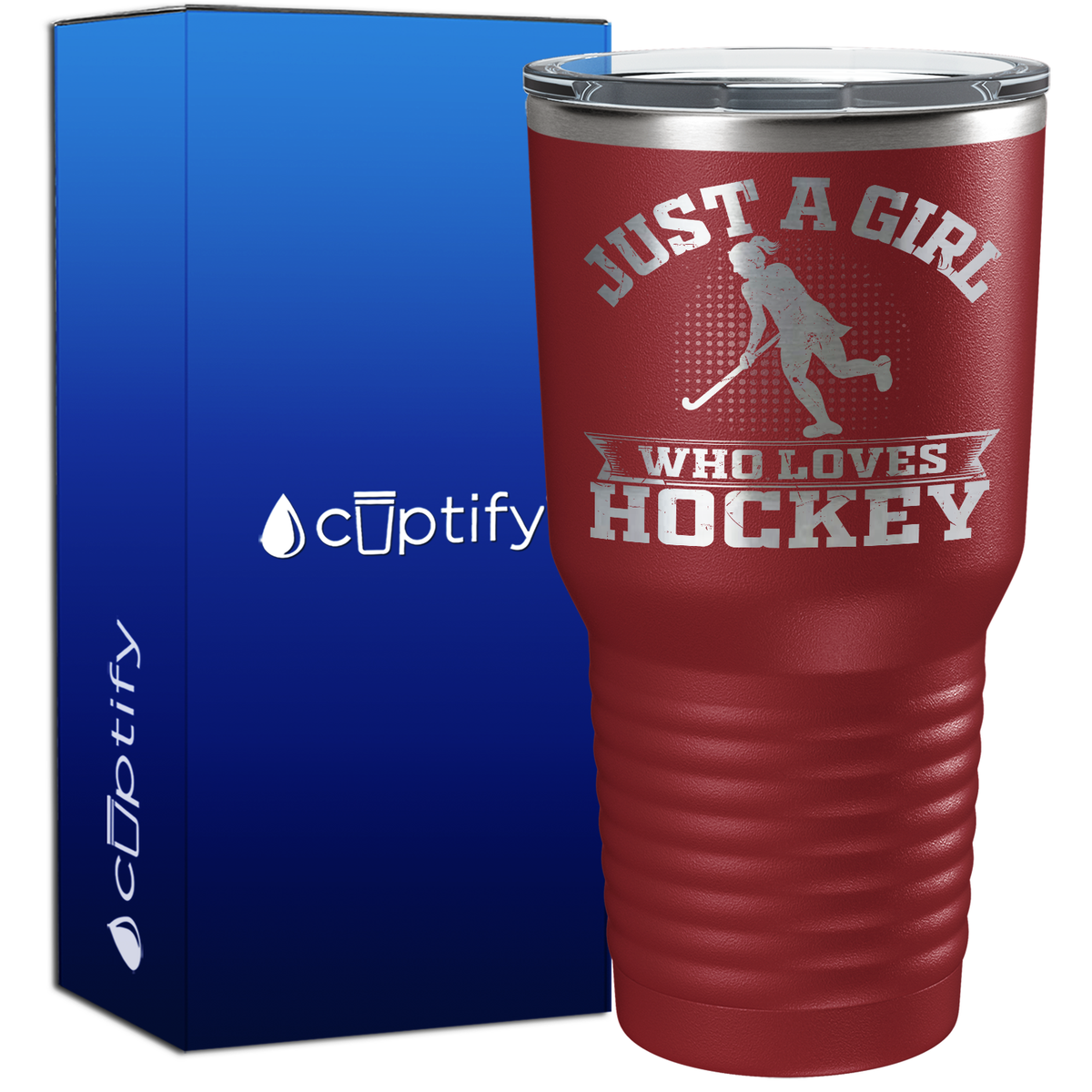 Just a Girl Who Loves Hockey Player Silhouette 30oz Hockey Tumbler
