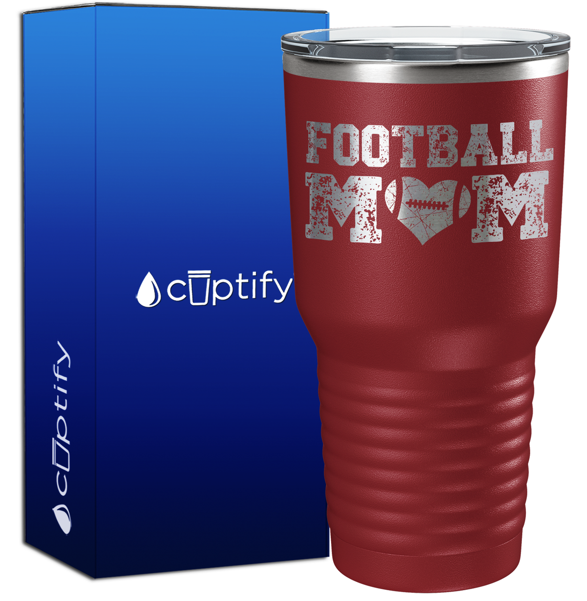 Football Mom Distressed 30oz Football Tumbler