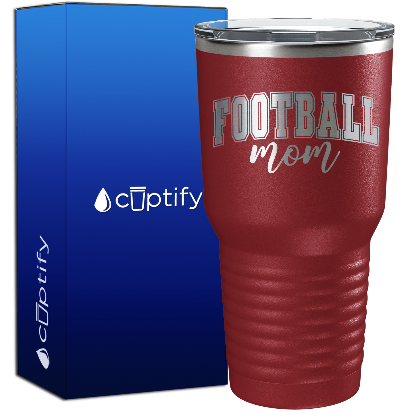 Football Mom Arched 30oz Football Tumbler