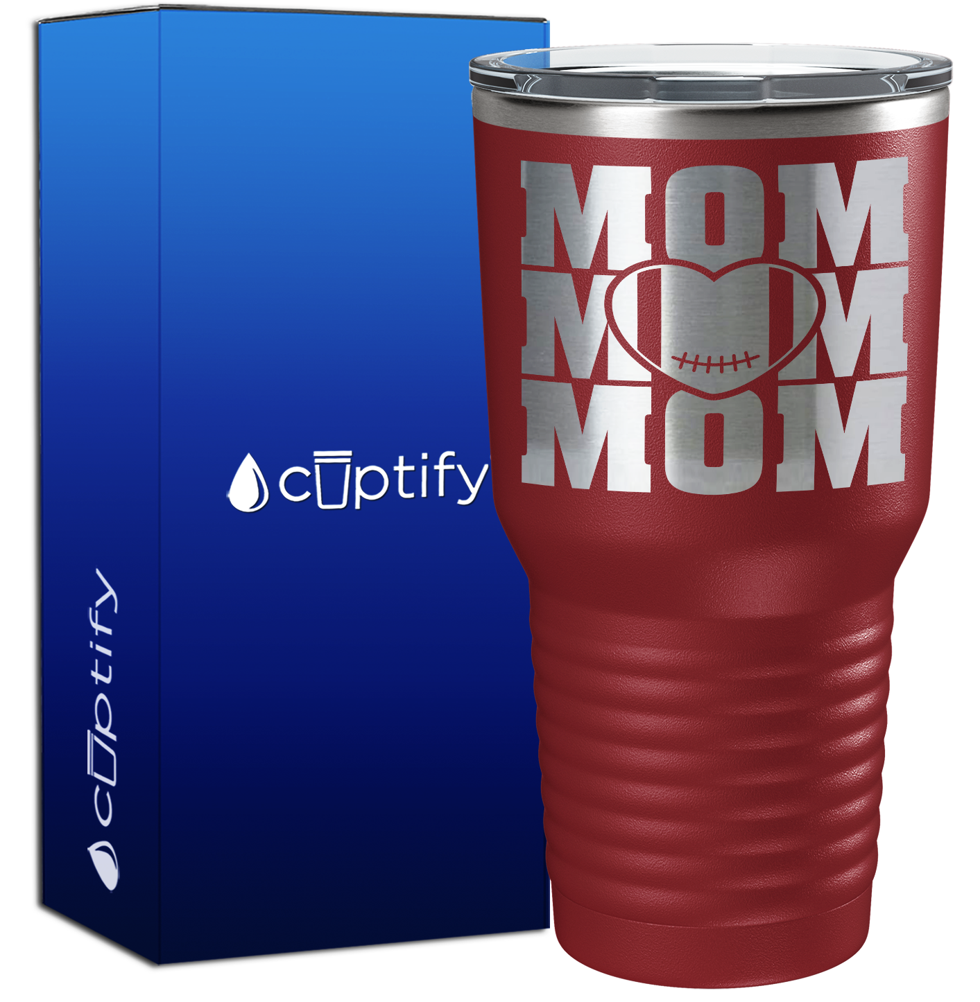 Mom Mom Mom Football 30oz Football Tumbler