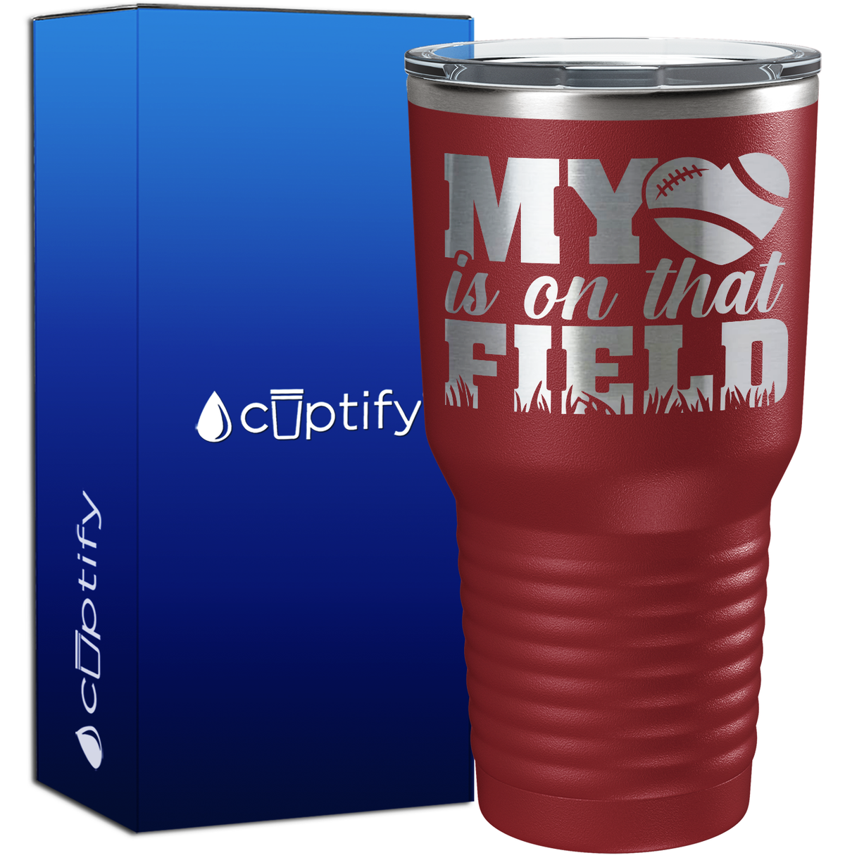 My Heart is on That Field Football 30oz Football Tumbler