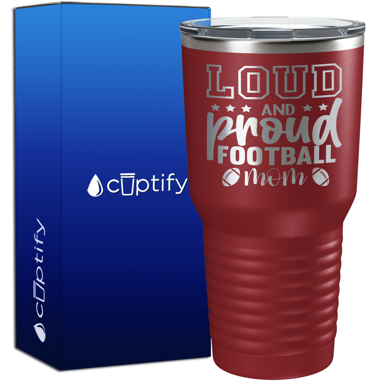 Loud and Proud Football Mom 30oz Football Tumbler