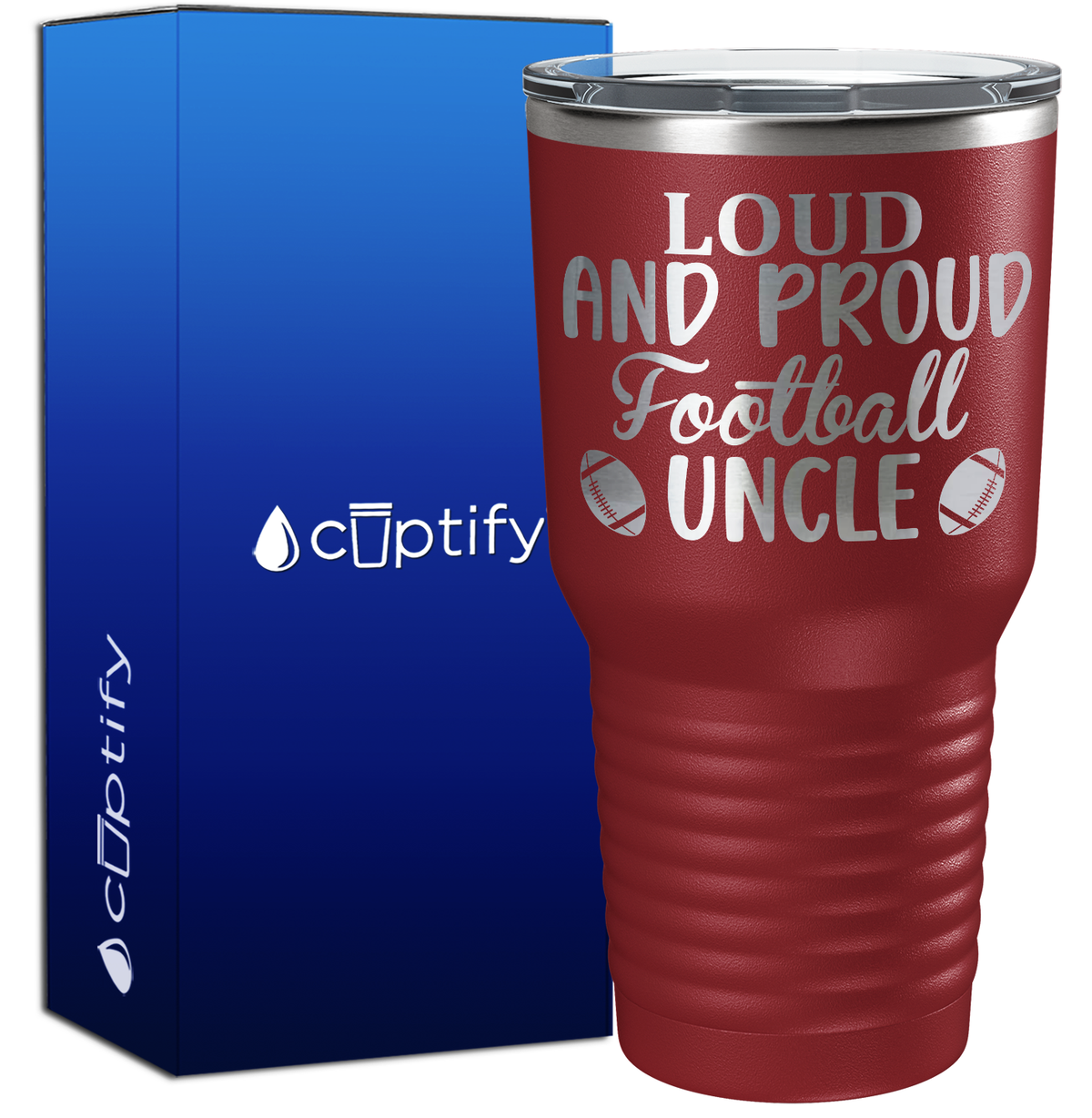 Loud and Proud Football Uncle 30oz Football Tumbler