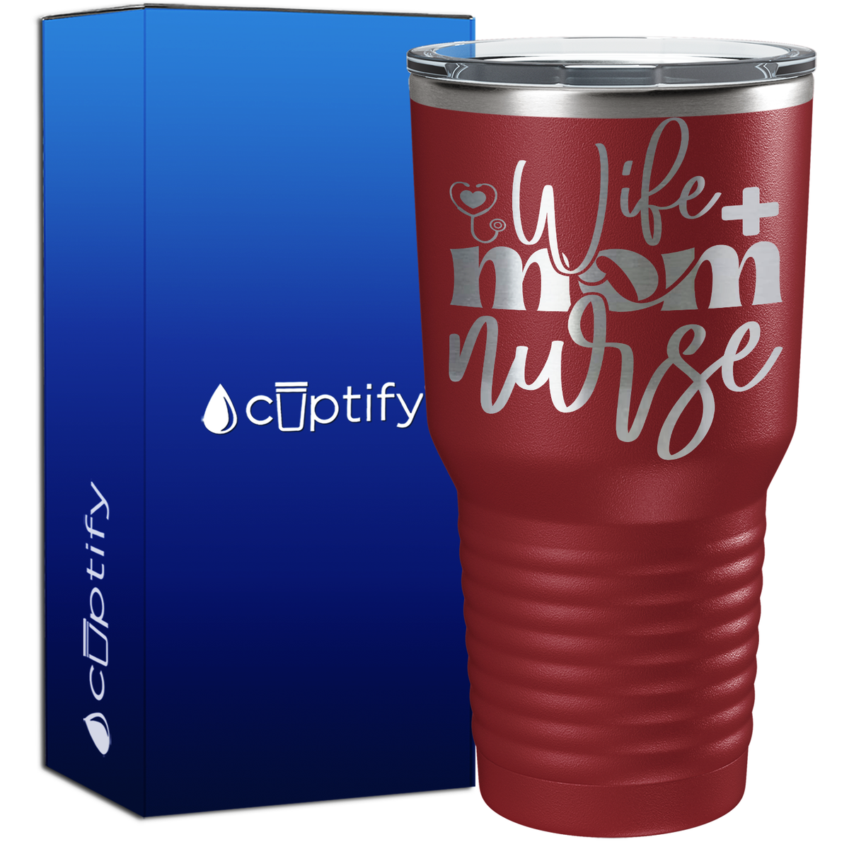 Wife Mom Nurse Heart Stethoscope 30oz Nurse Tumbler