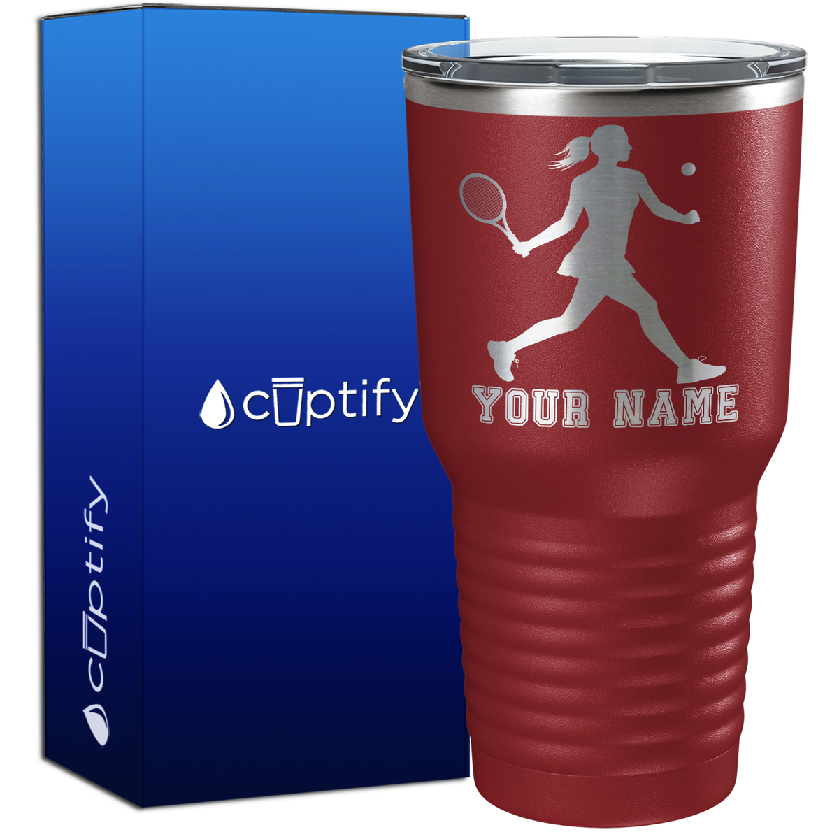 Personalized Female Tennis Player Silhouette 30oz Tennis Tumbler
