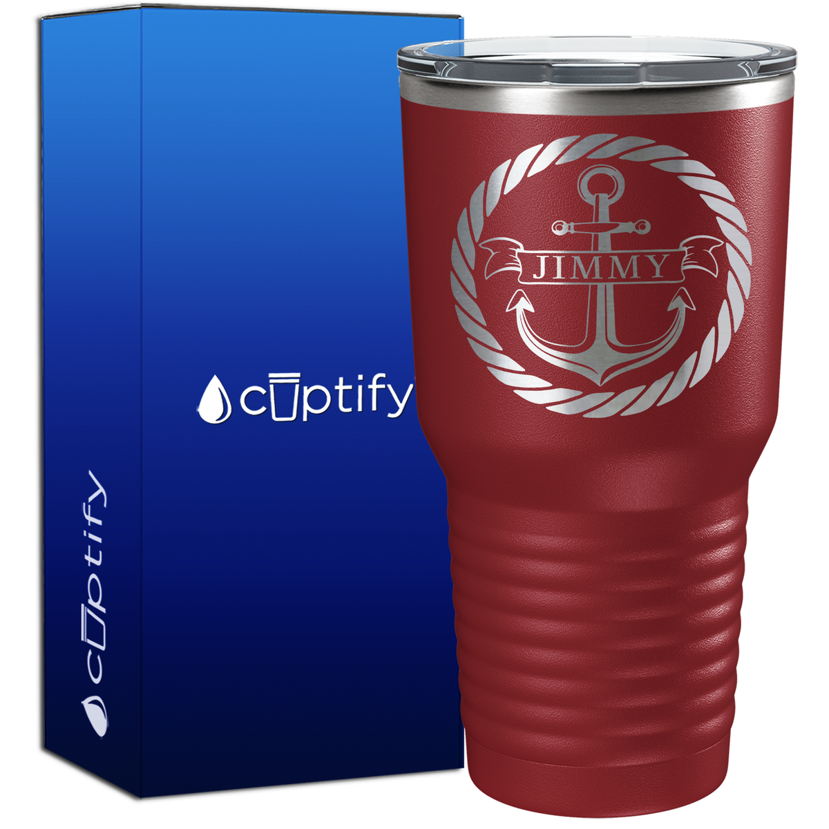 Personalized Anchor in Rope Circle 30oz Anchor Tumbler