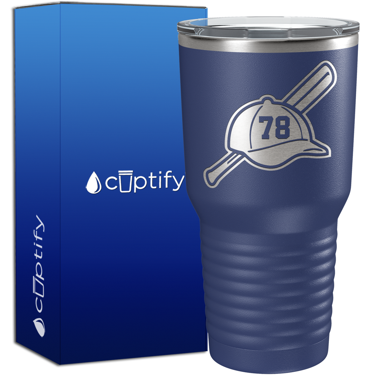 Baseball Bat and Hat with Personalized Number 30oz Baseball Tumbler