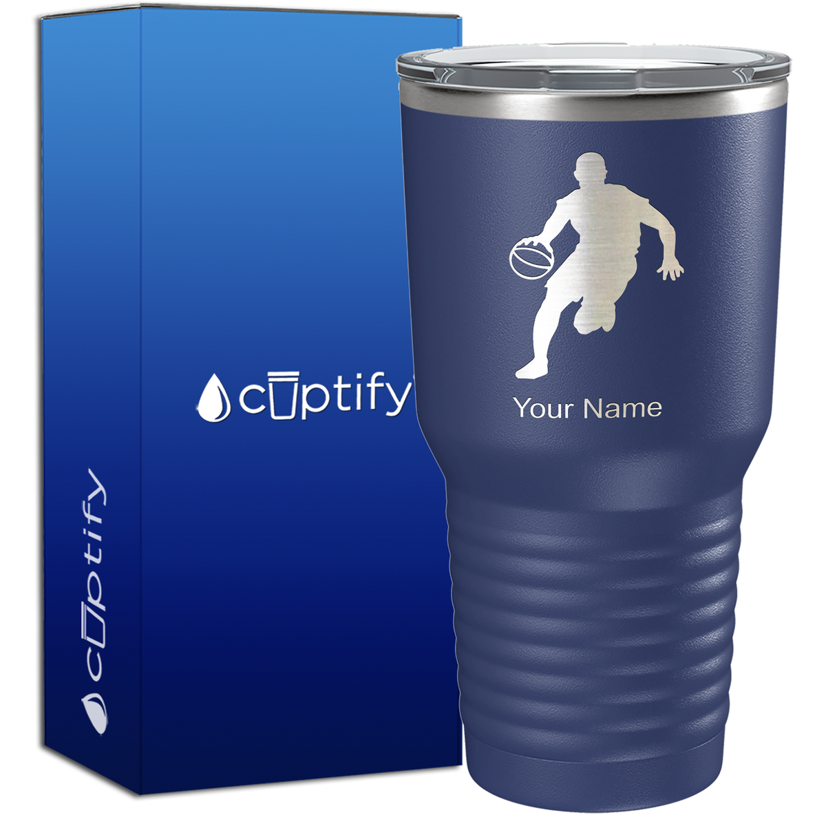 Personalized Basketball Player Silhouette on 30oz Tumbler