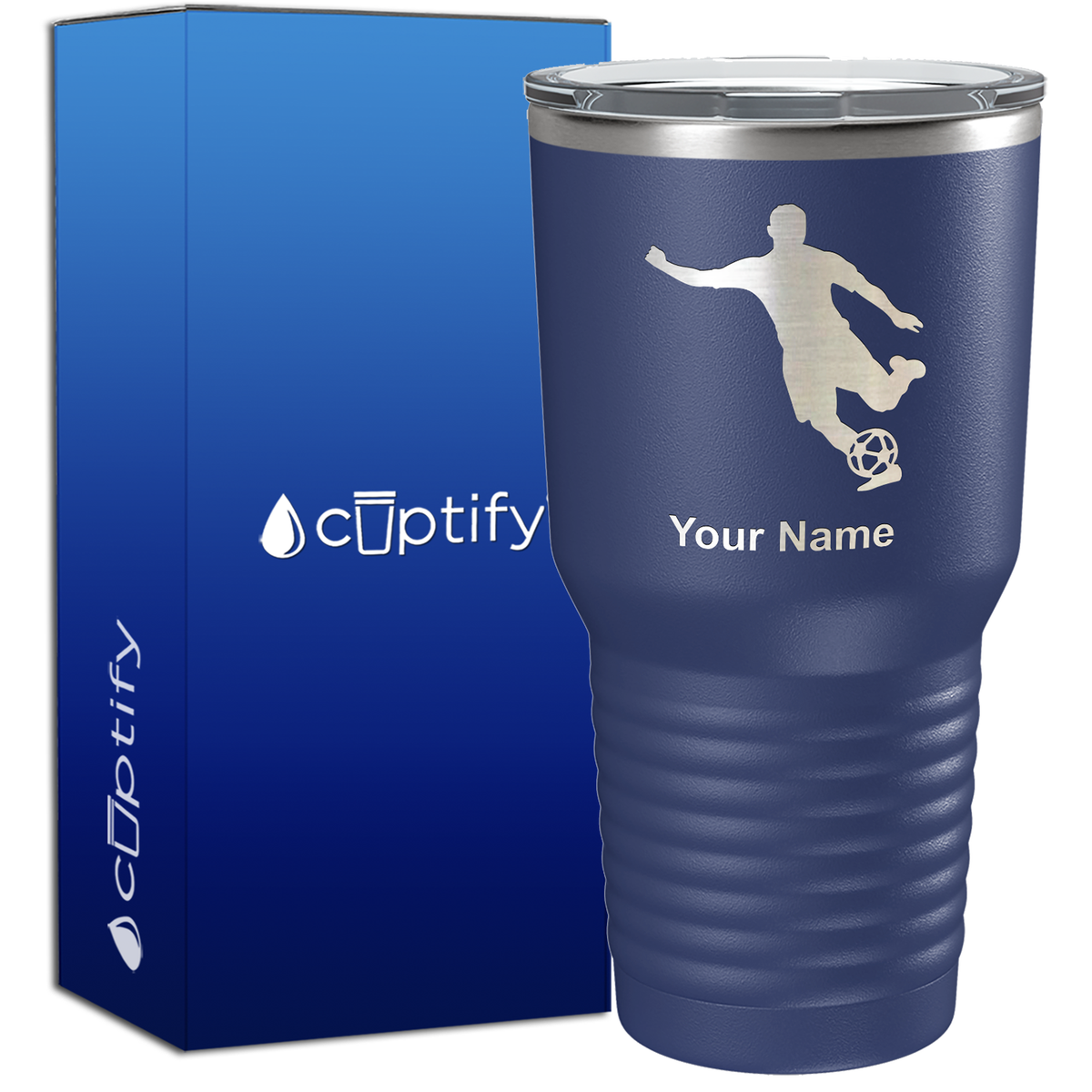 Personalized Soccer Player Silhouette 30oz Soccer Tumbler