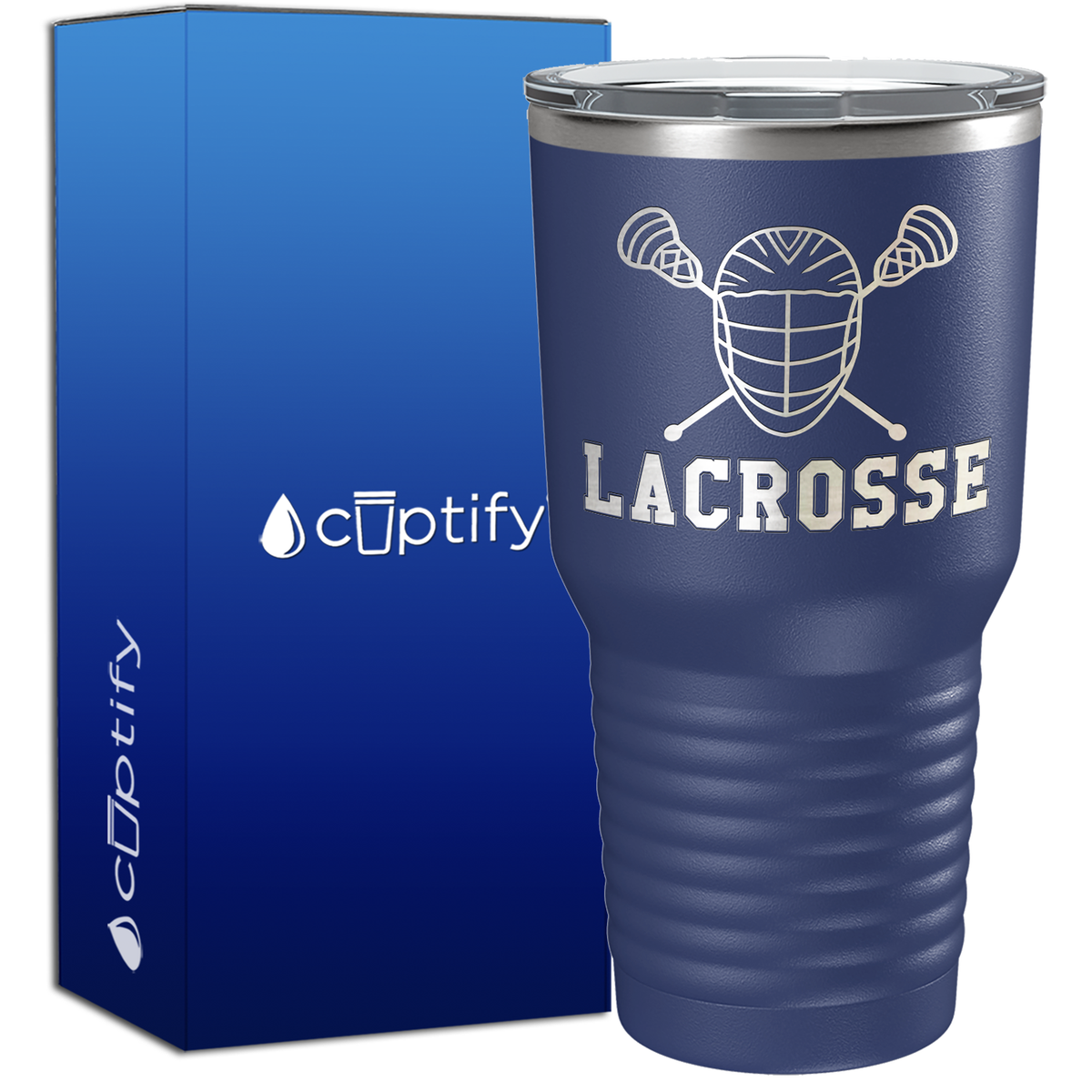 Lacrosse Mask and Sticks 30oz Lacrosse Tumbler