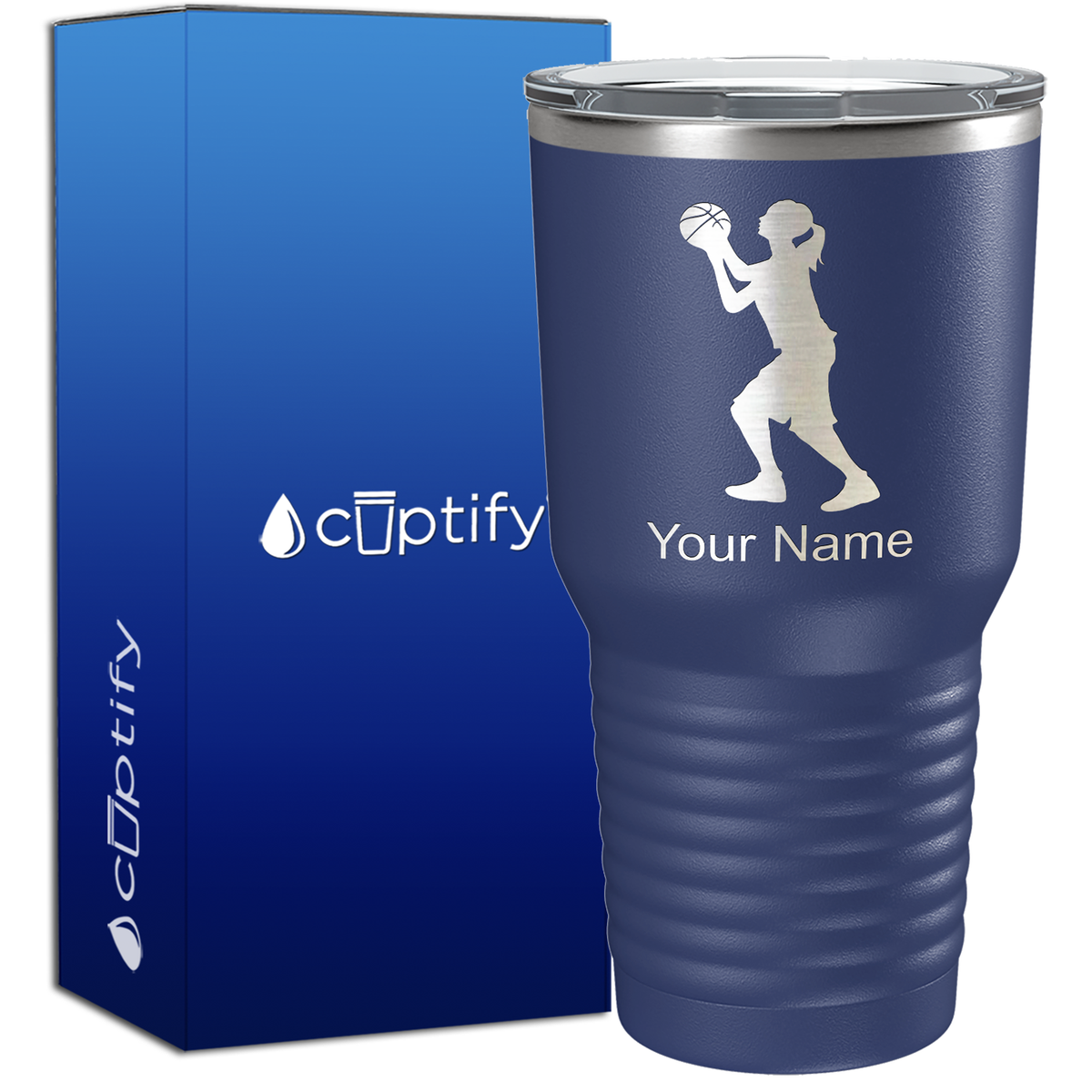 Personalized Girl Shooting Basketball on 30oz Tumbler