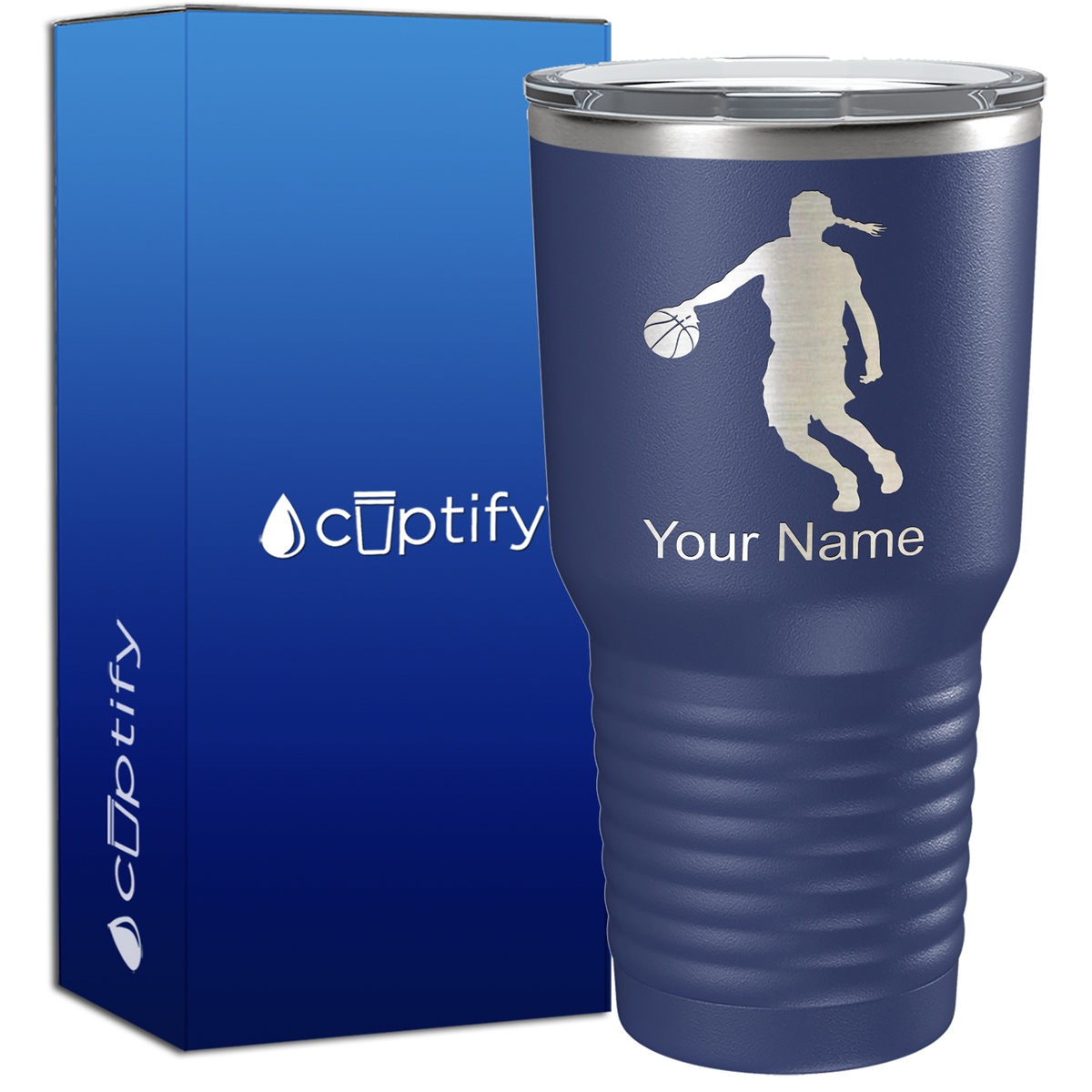 Personalized Basketball Girl Player Silhouette on 30oz Tumbler