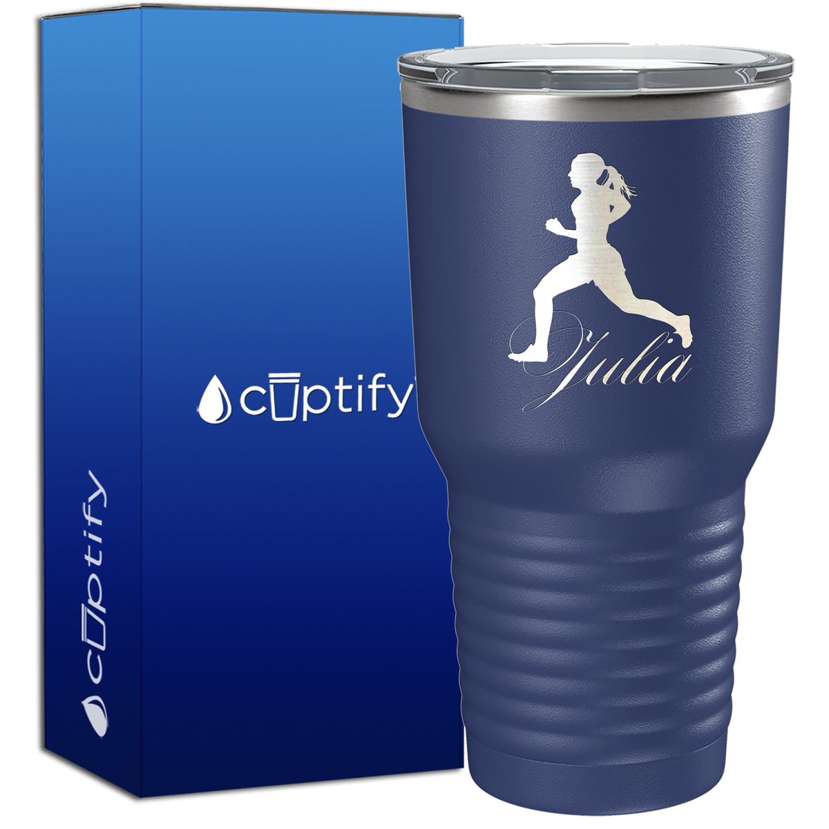 Personalized Running Women Silhouette 30oz Cross Country Tumbler