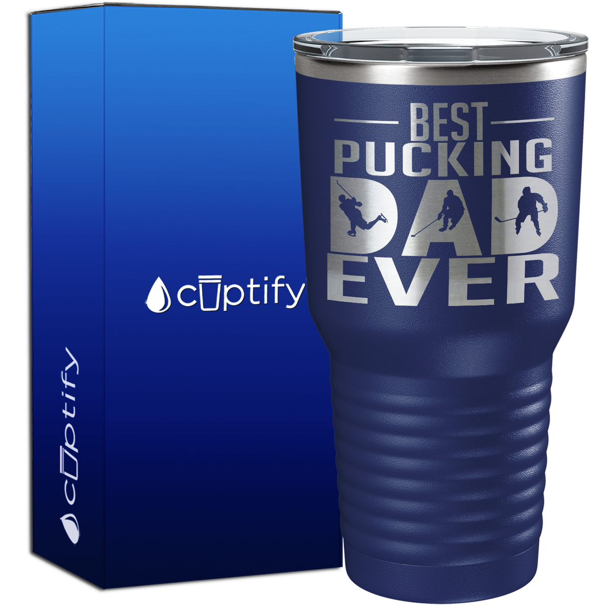 Best Pucking Dad Ever Player Silhouette 30oz Hockey Tumbler