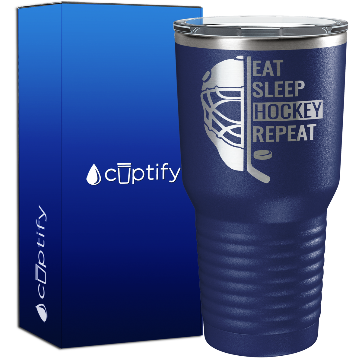 Eat. Sleep. Hockey. Repeat. Helmet 30oz Hockey Tumbler