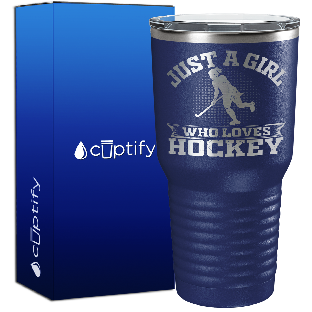 Just a Girl Who Loves Hockey Player Silhouette 30oz Hockey Tumbler