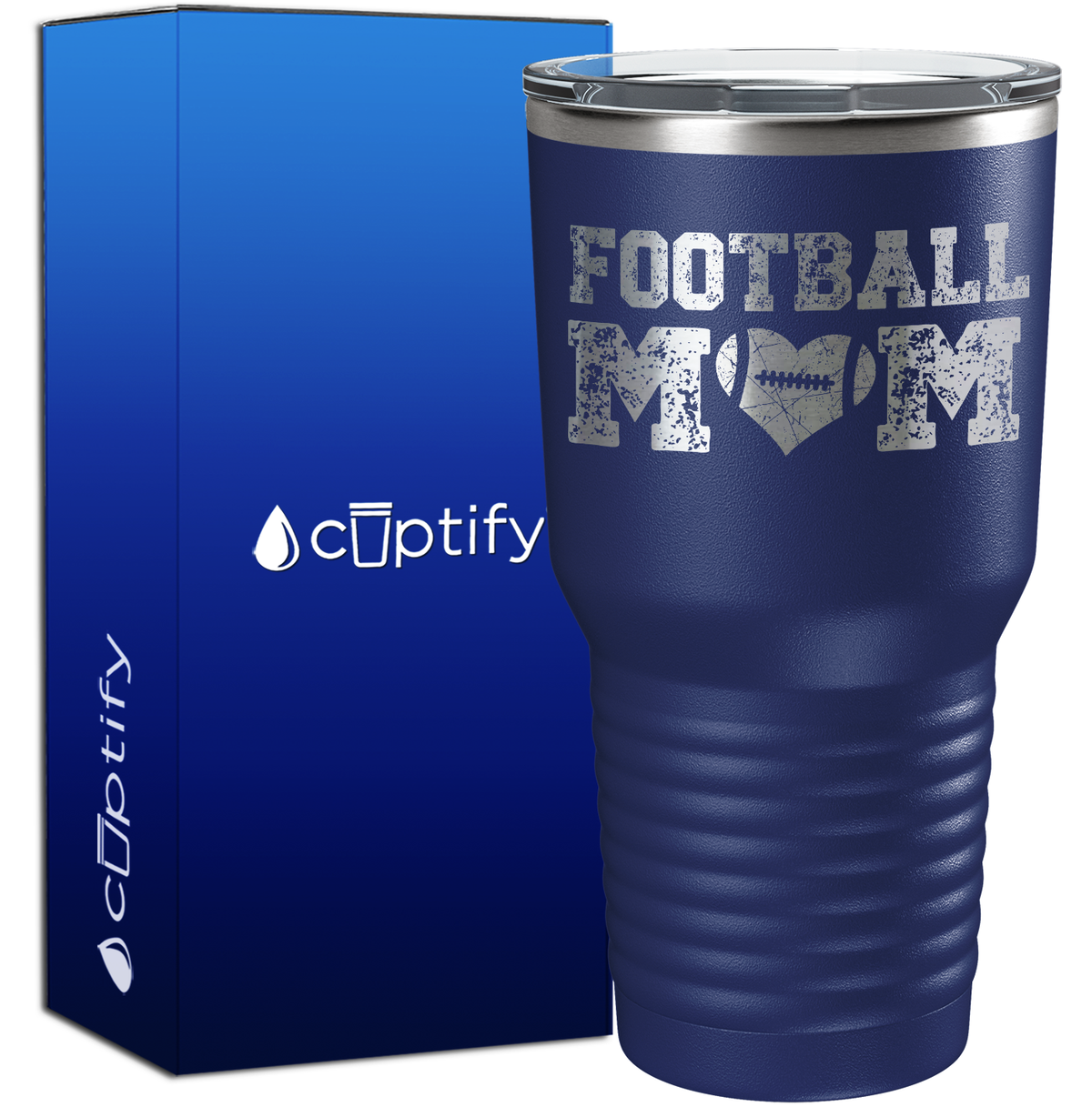 Football Mom Distressed 30oz Football Tumbler