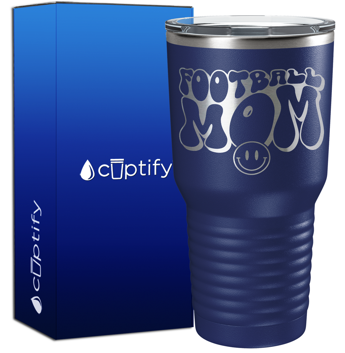 Football Mom Smiley 30oz Football Tumbler