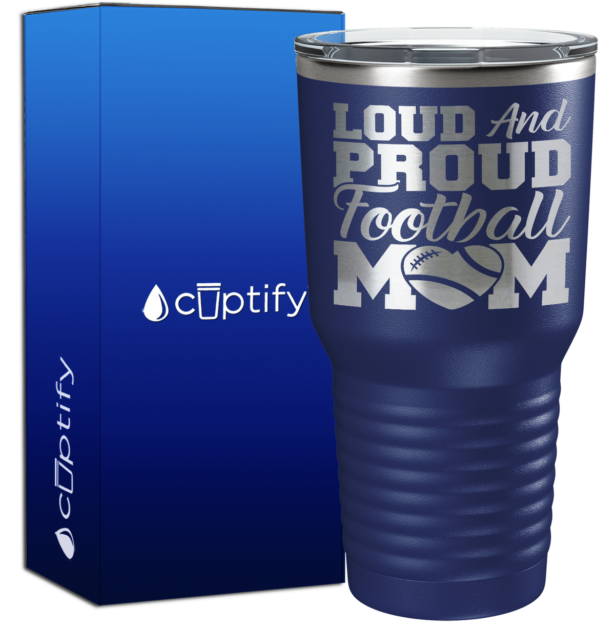 Loud and Proud Football Mom Heart 30oz Football Tumbler