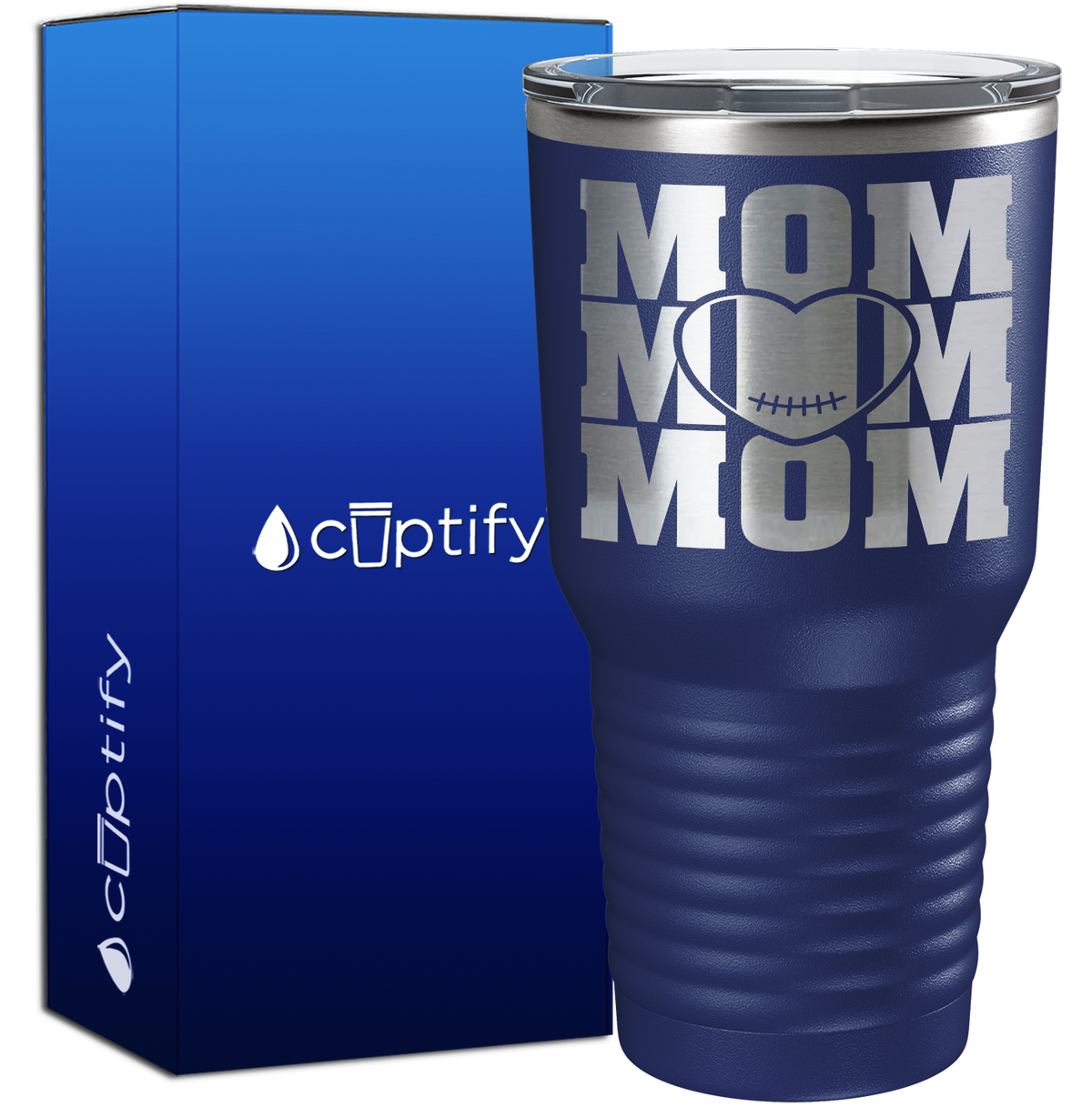Mom Mom Mom Football 30oz Football Tumbler