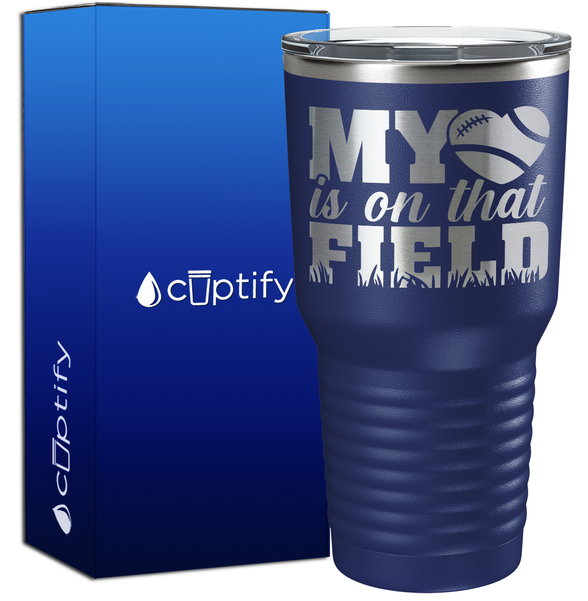 My Heart is on That Field Football 30oz Football Tumbler