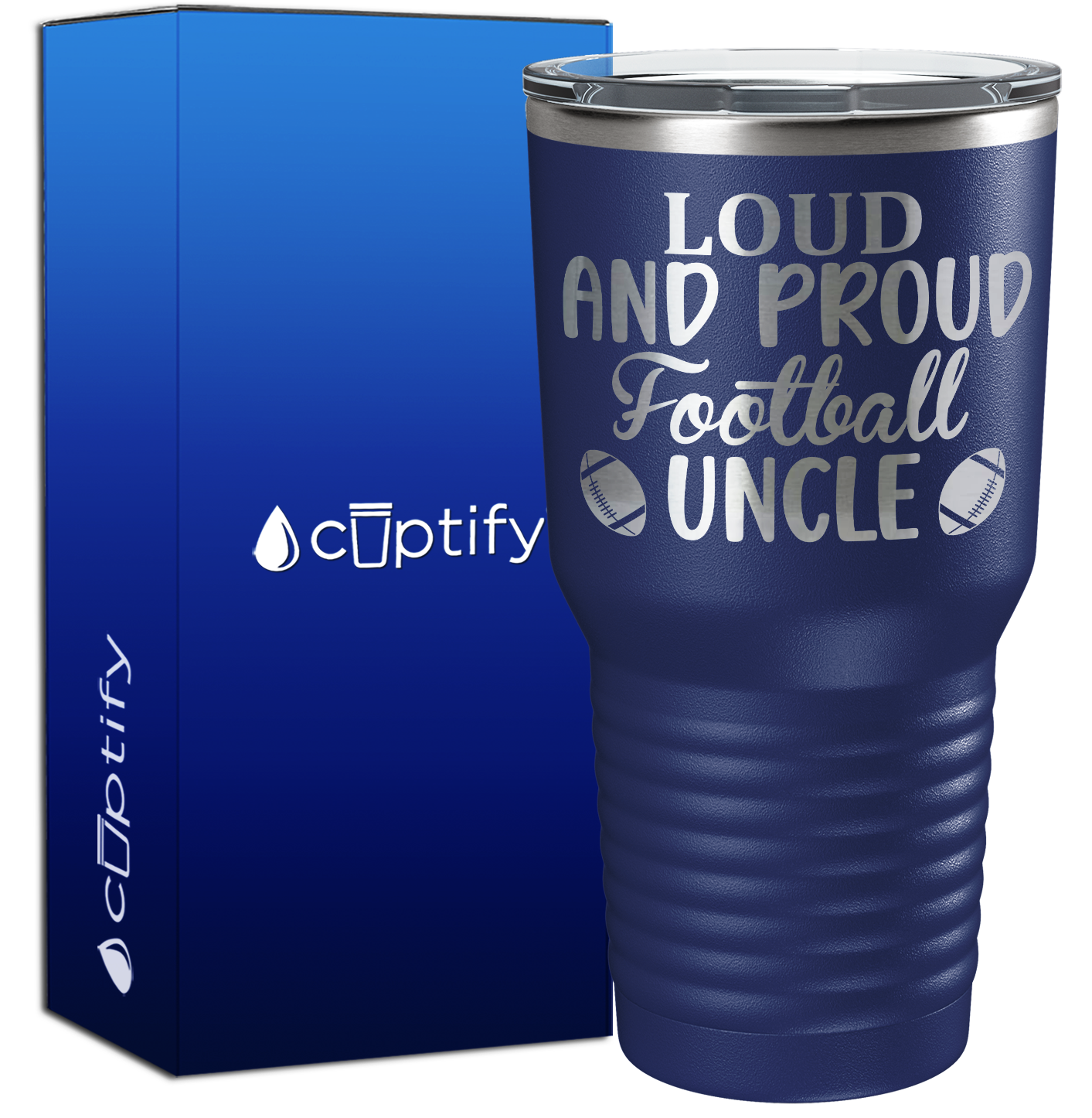Loud and Proud Football Uncle 30oz Football Tumbler