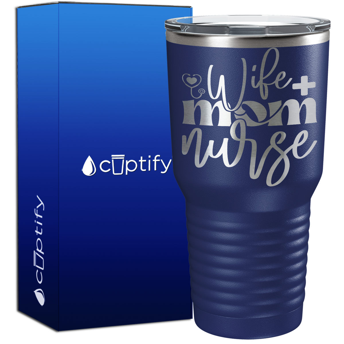 Wife Mom Nurse Heart Stethoscope 30oz Nurse Tumbler