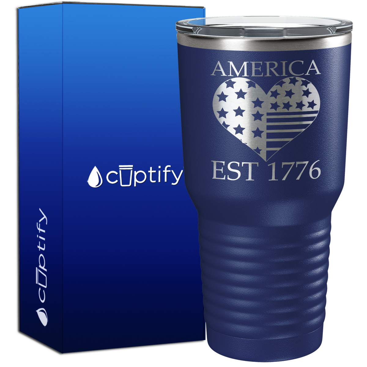 America Est 1776 Heart 30oz 4th of July Tumbler